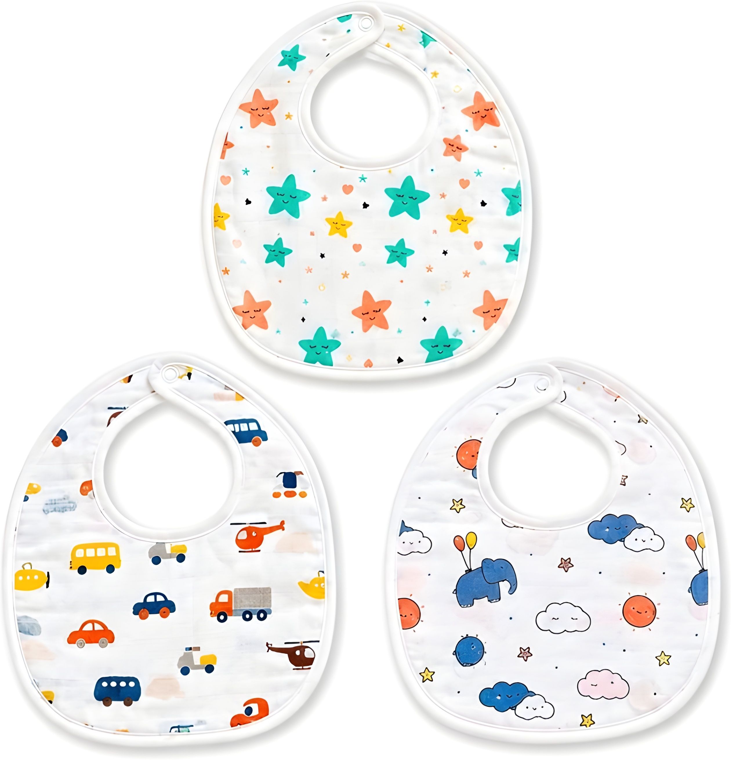 samspire 100% MUSLIN COTTON BIBS FOR BABY (UNISEX)- SET OF 3-picture-20