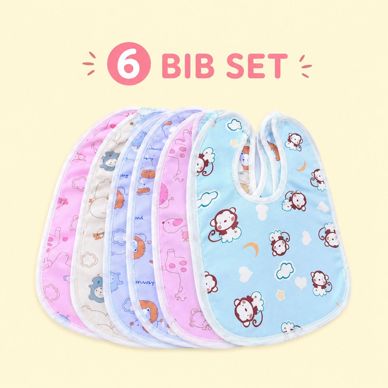 saforiaa Model Name: Pack of 6 Cute Cartoon Baby Bibs-picture-31