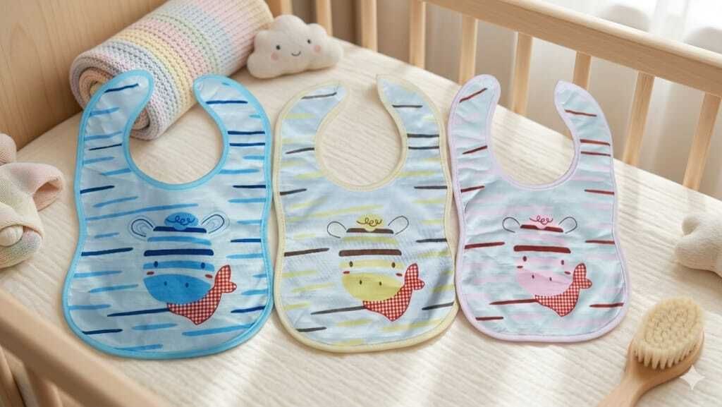 Baby Cotton Bib Soft Absorbent Feeding Bib for Babies with Snap Closure-image-7