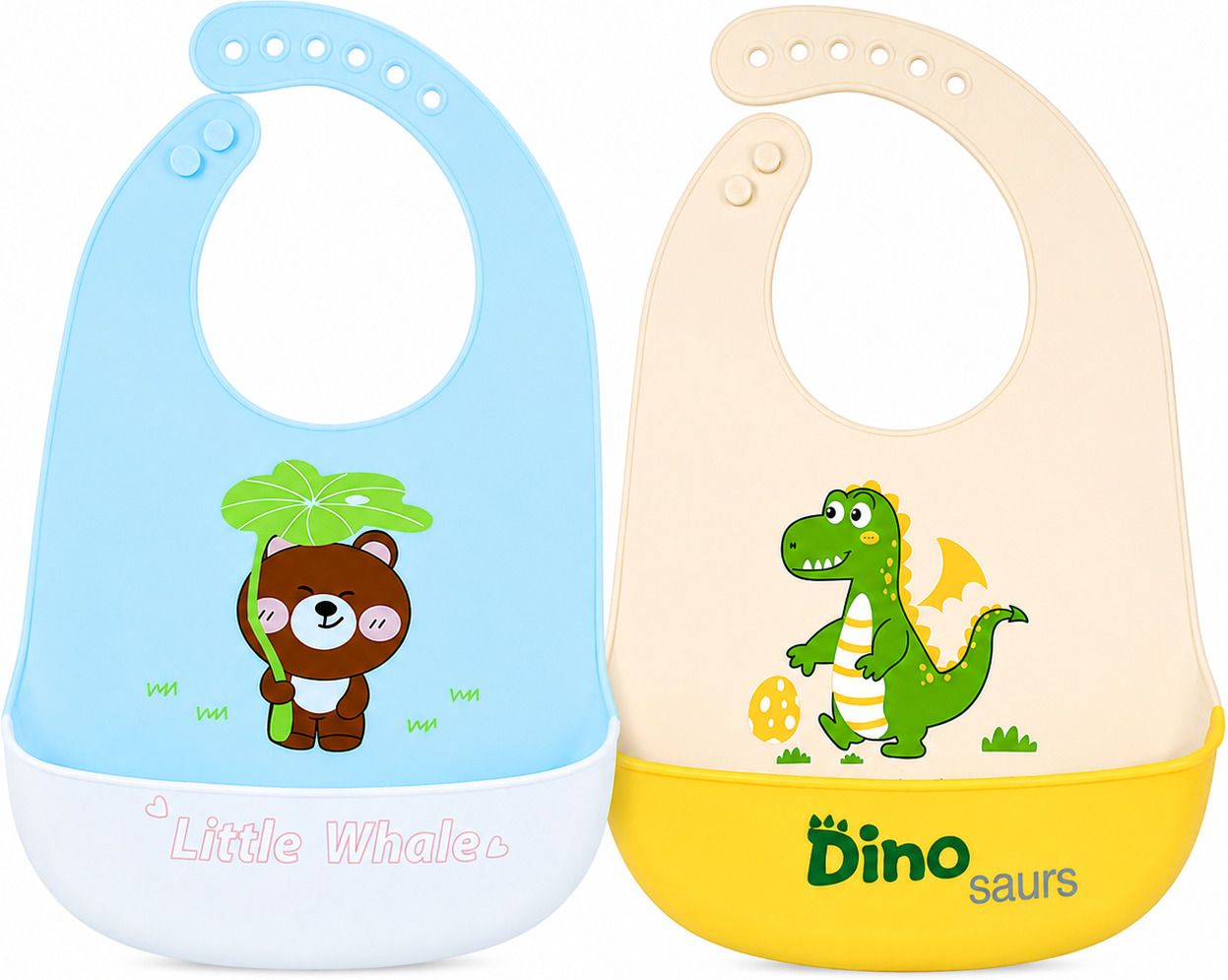 tinybites Silicone Baby Bib Set of 2 | Waterproof, Stain-Resistant & BPA Free | Adjustable-picture-16