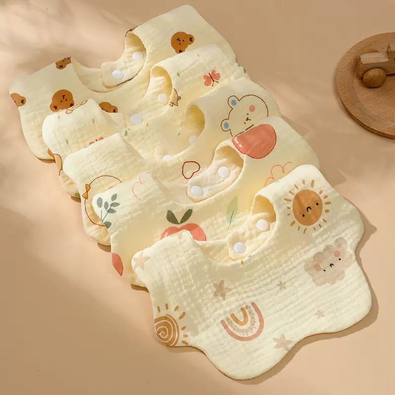 Stylish Printed Newborn Baby Bibs for Daily Feeding and Saliva Protection-image-5