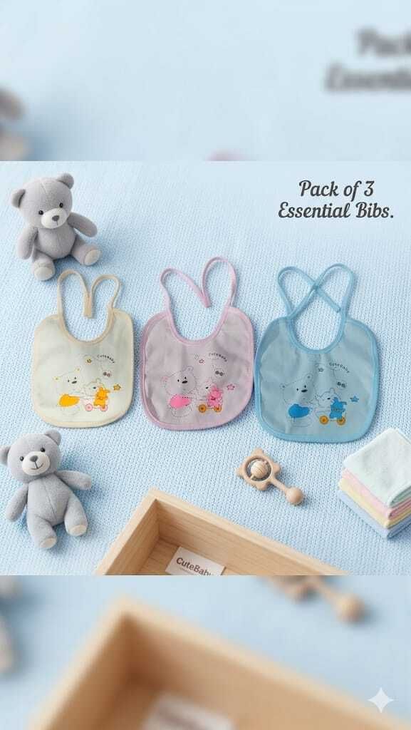 Baby Cotton Bib Soft Absorbent Feeding Bib for Babies with Snap Closure-image-47