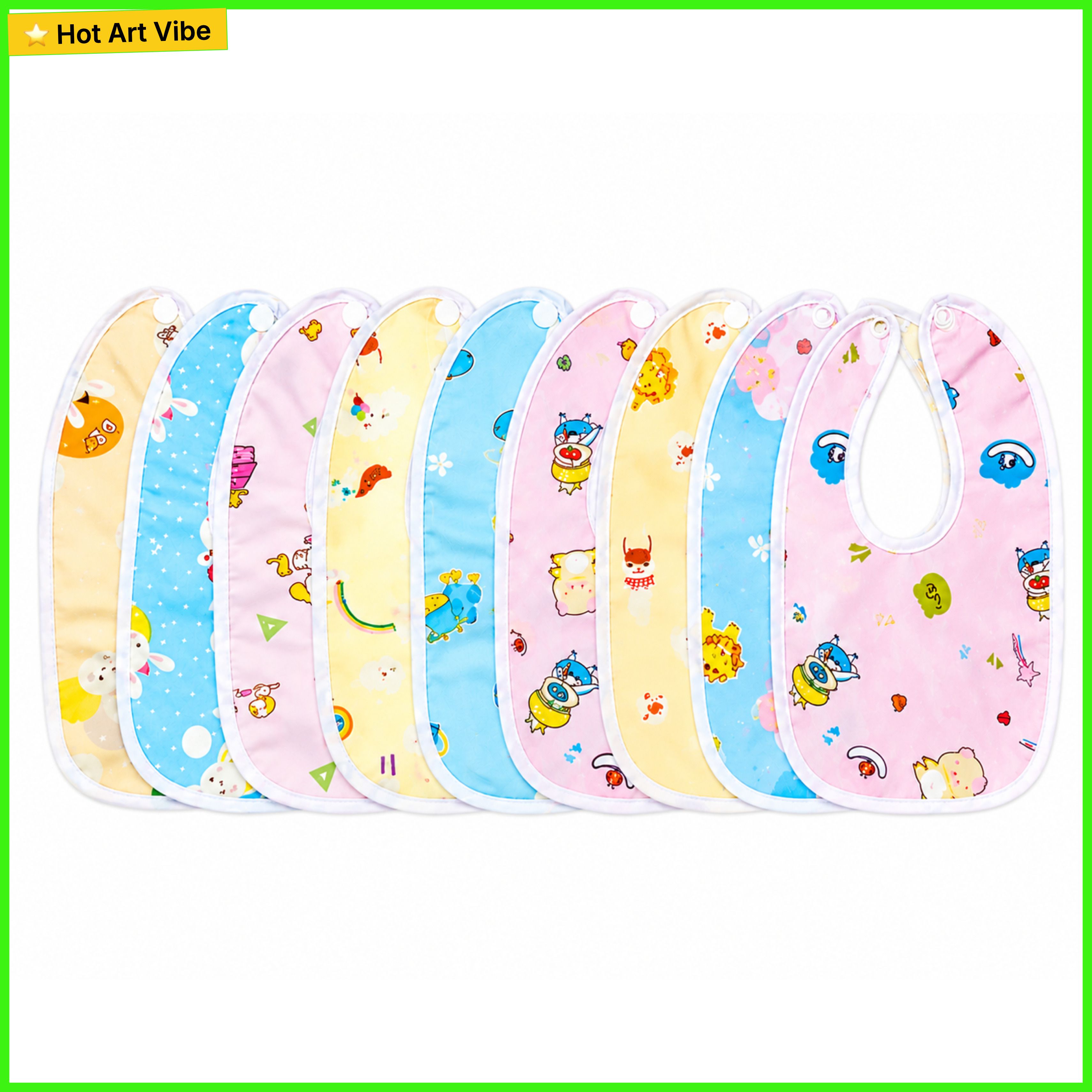 bubblino Waterproof Cotton Baby Bibs Set with Snap Buttons, Feeding Bib for Infants,03+-picture-13