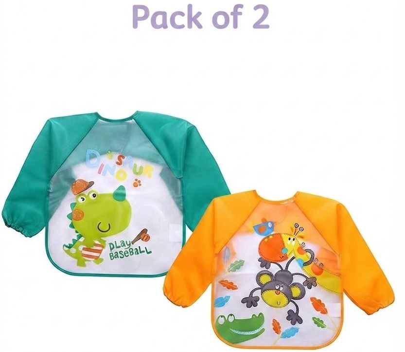 Full Sleeve Waterproof Baby Feeding Bib Washable Colorful Cute Animal Kids Apron-image-33