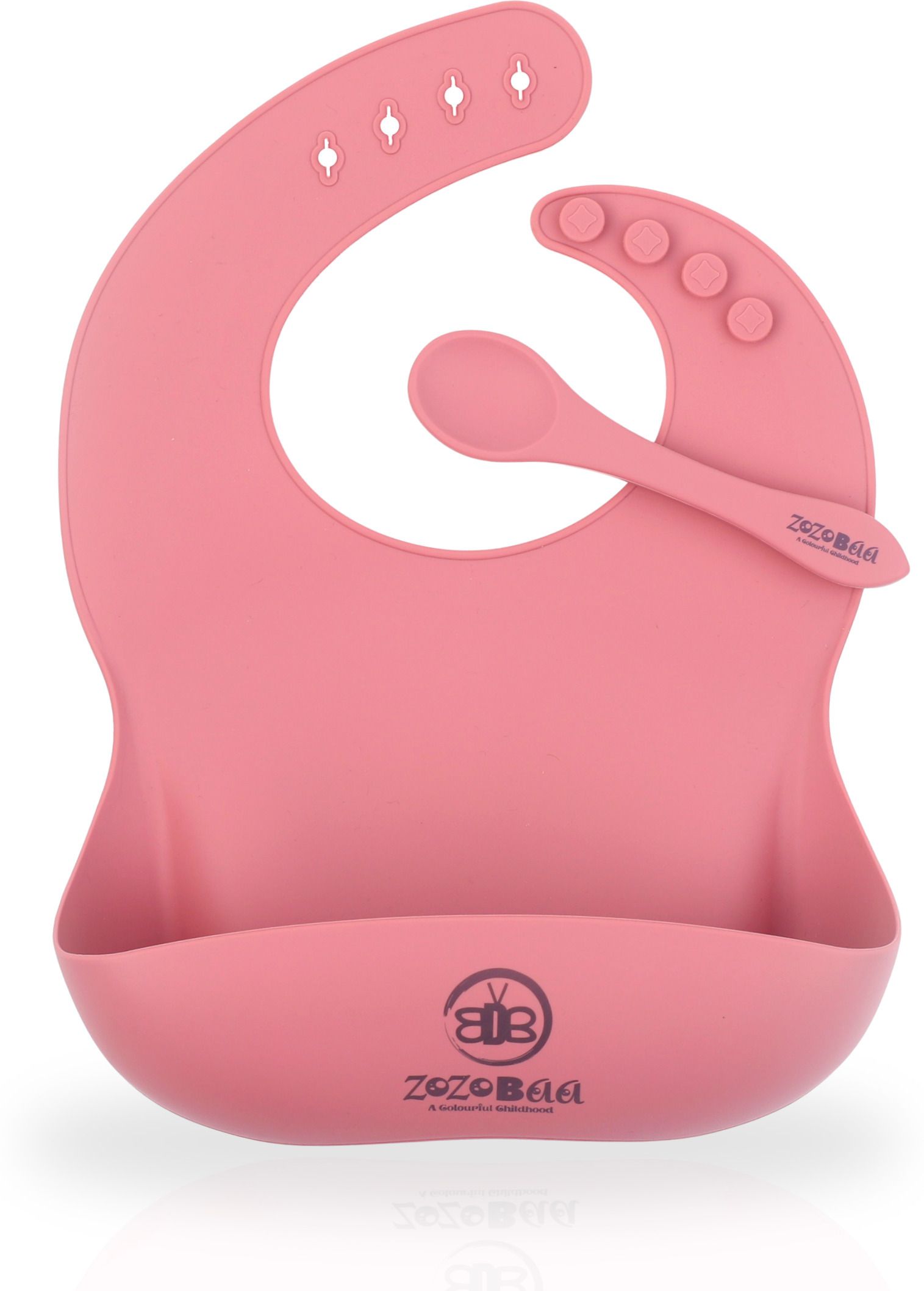 Silicone baby feeding bib with long spoon,Water Proof, Easy Adjustable, Washable-image-46