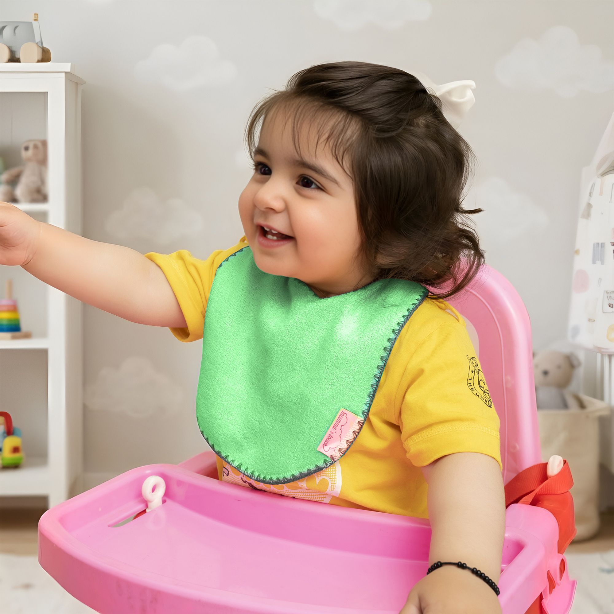 PureSoft Bamboo Baby Bib Towel - Green- Pack Of 3-image-15