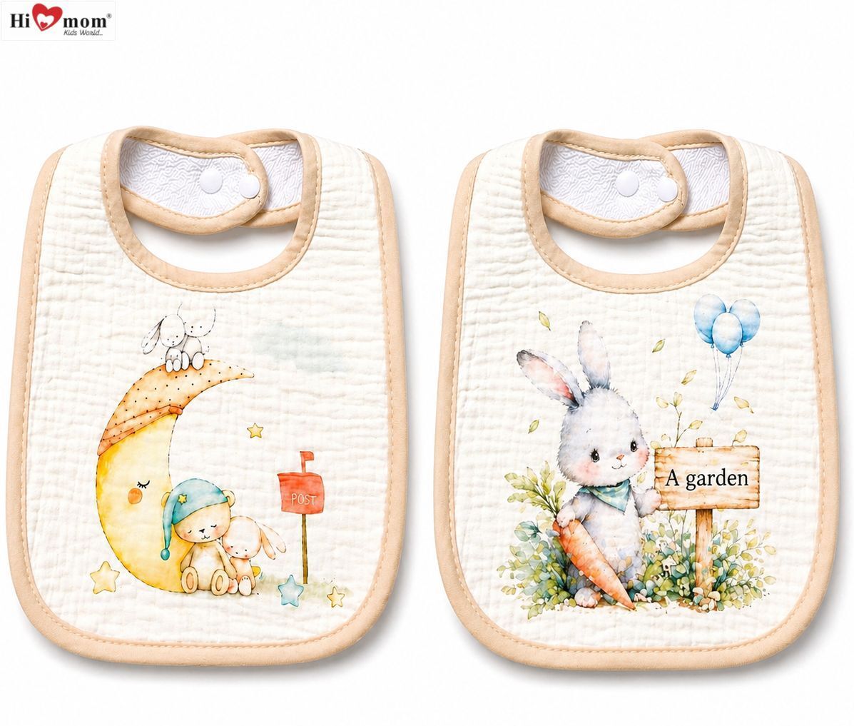 hi mom Baby Bib Waterproof Apron Soft & Absorbent Feeding Bib for Newborn Babies/Infant-picture-23