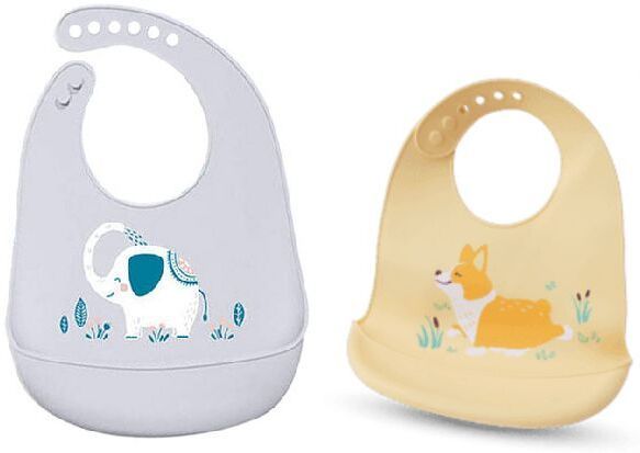 lilsprout Multicolor silicon baby bib, pack of 2-picture-39