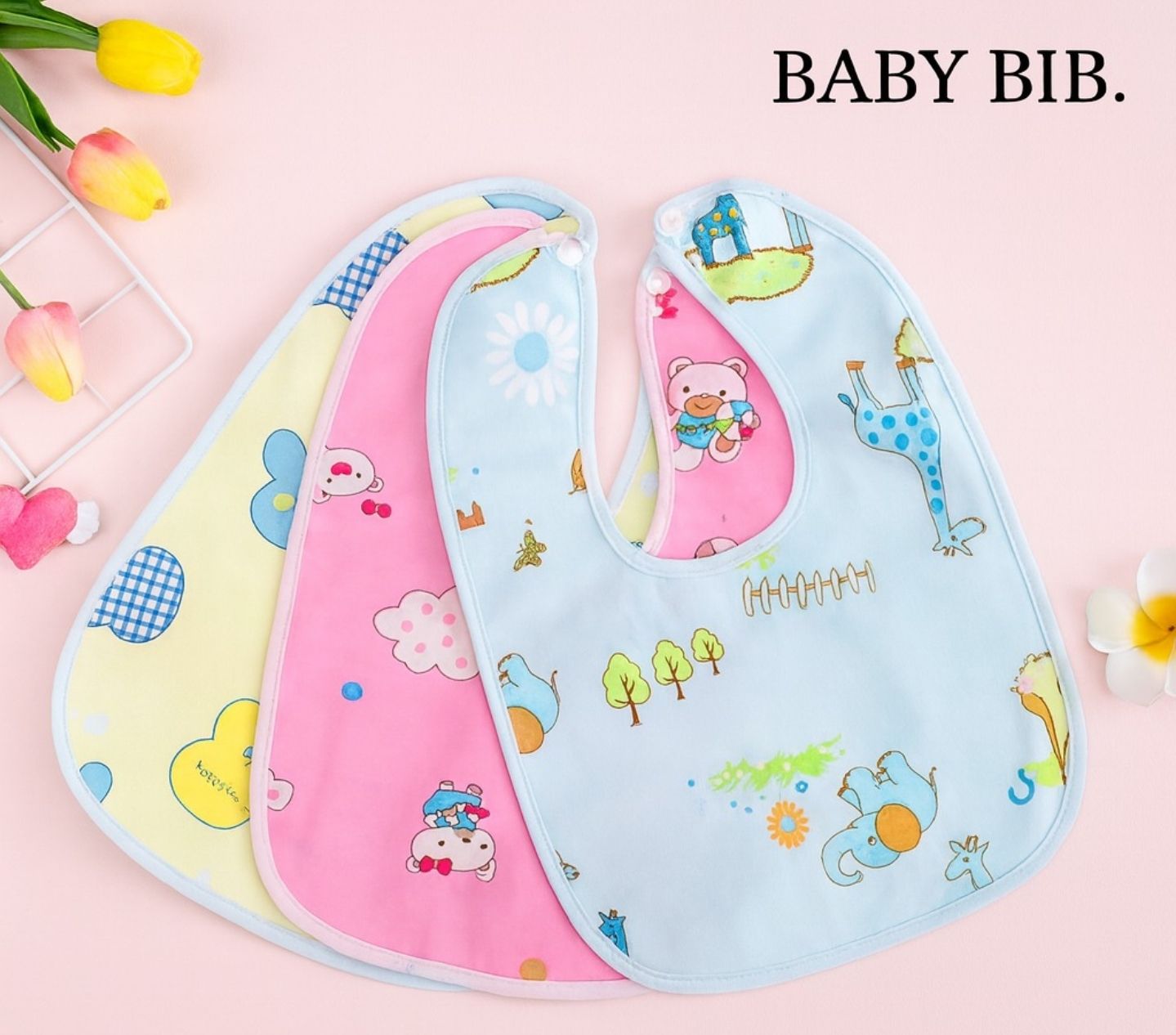 bachpan Super Soft Waterproof & Stain Proof Baby Food Apron Bibs (Pack of 3)-picture-43