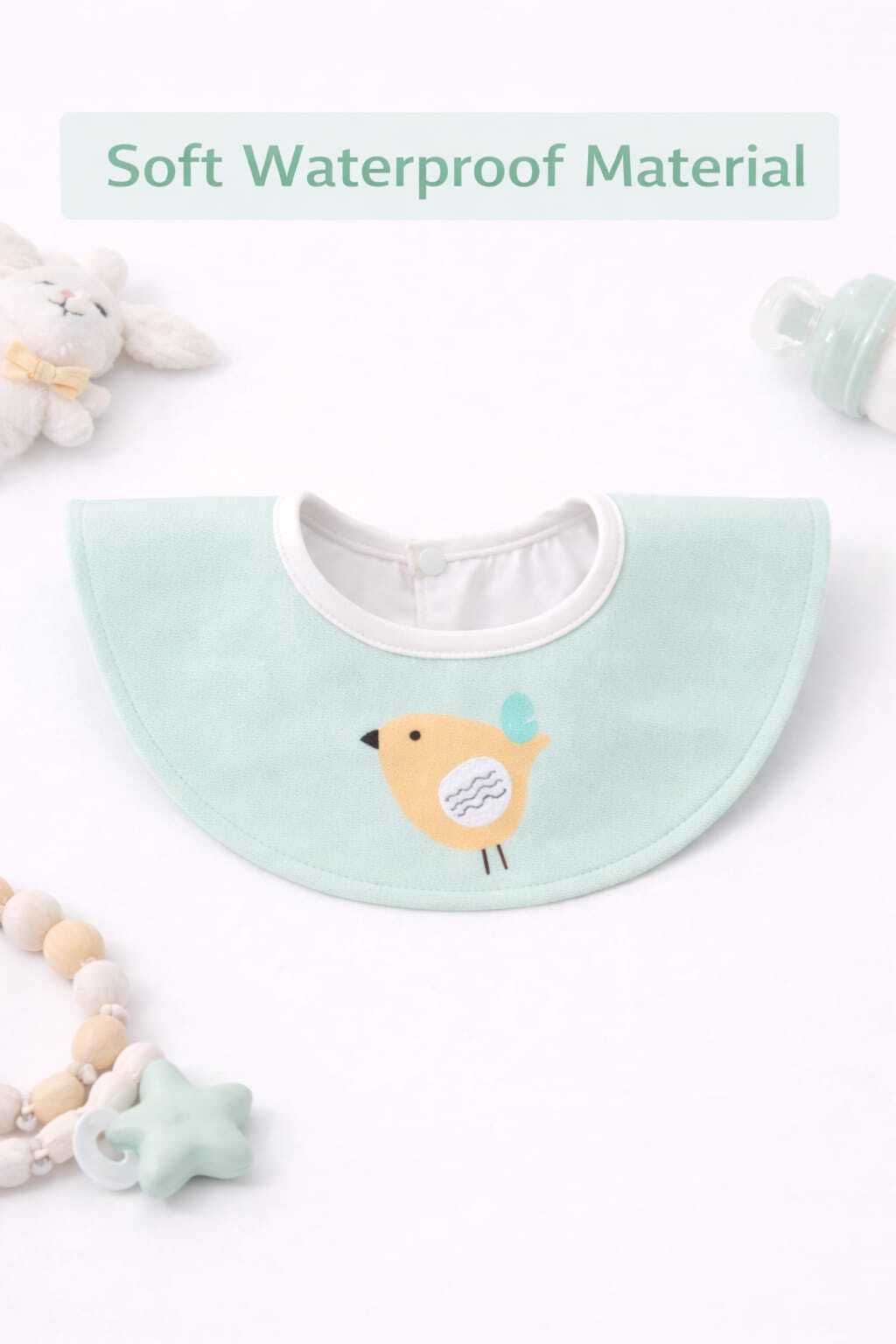 Waterproof Baby Feeding Bib with Cute Bird Design-image-2