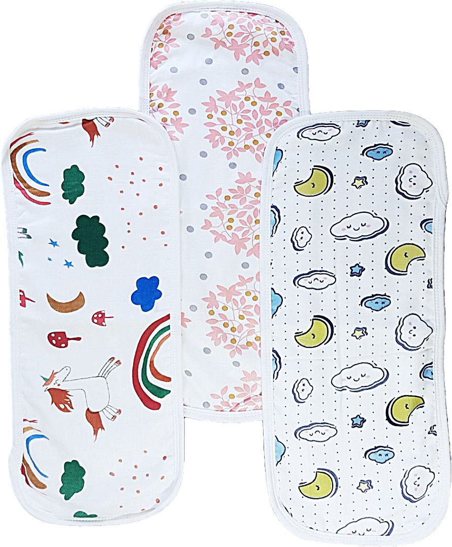 Organic Muslin Burp Cloth/Bibs/Napkins/Burpies (18 x 6 inch)(Pack of 3)-image-1
