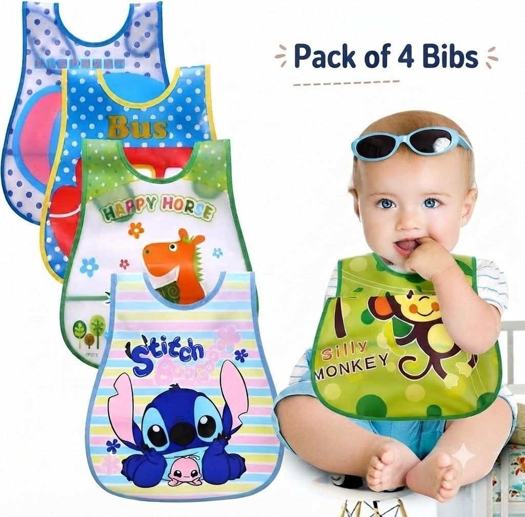 Baby Feeding Bib Sleeveless Food Catcher Plastic Drool Washable Apron Waterproof-image-17