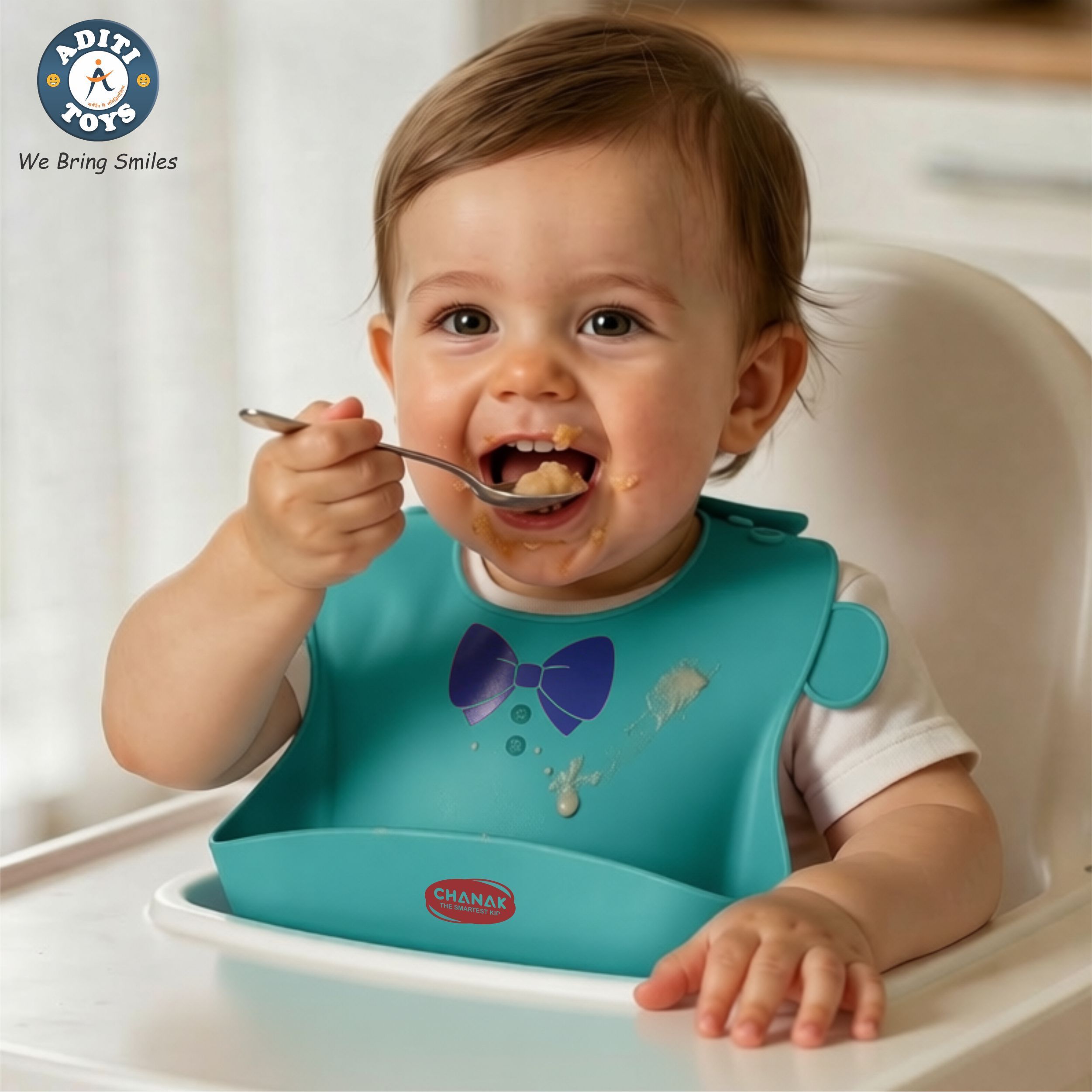 aditi toys Silicone Bibs For Baby Adjustable Food Catcher BPA-Free Soft Washable Bib-picture-21