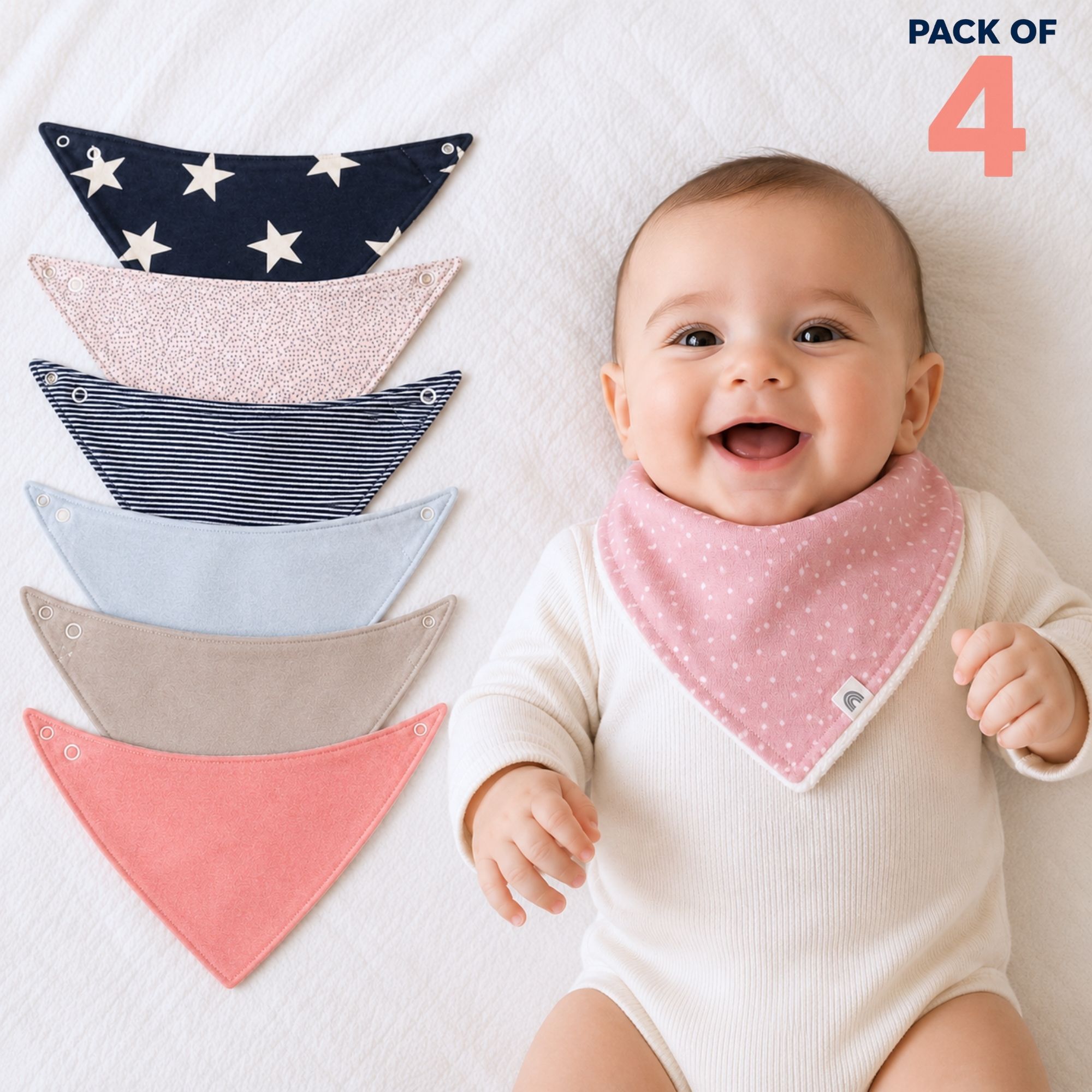 genz Premium Baby Bibs Soft Thick Cotton Terry Bandana Bib Apron 0-2Y Set of 4-picture-46