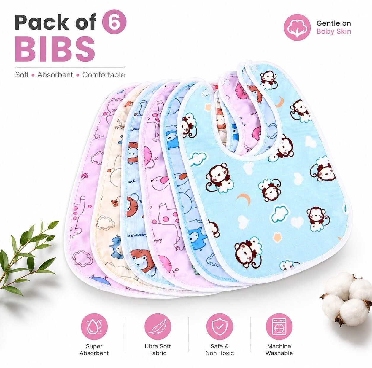 heymini Cotton Baby Bib For Feeding(6 Packs of bib)-picture-23