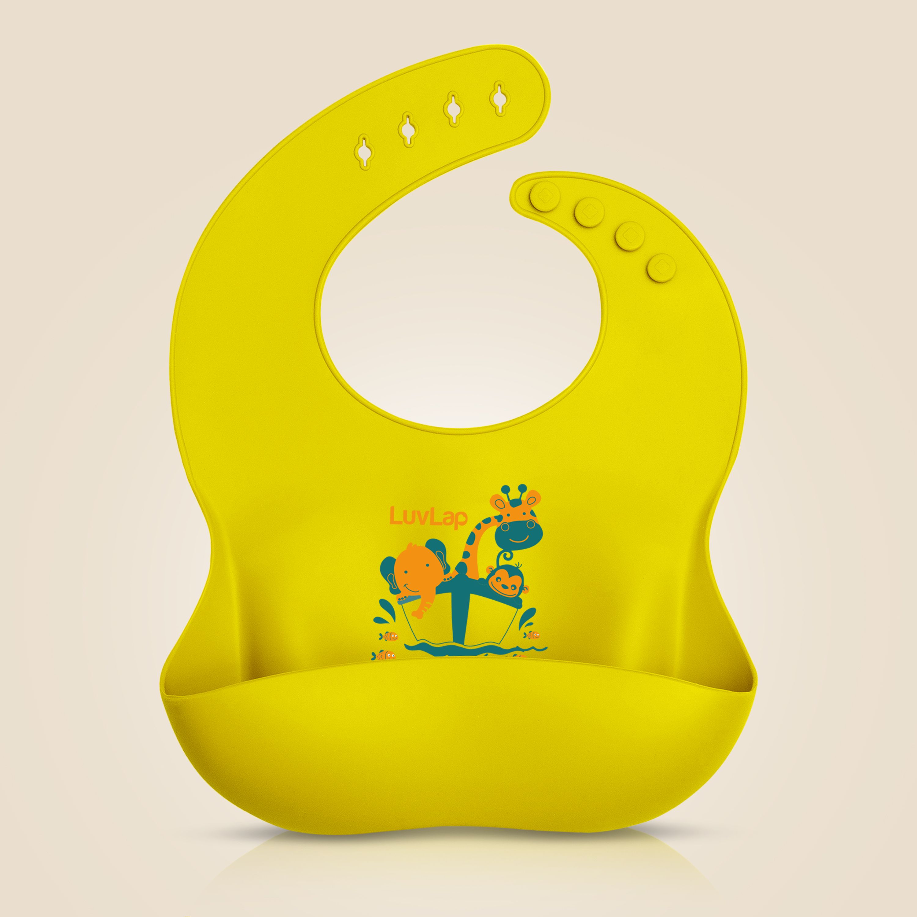 Silicone Baby Bib for Feeding & Weaning Babies & Toddlers, Waterproof (Yellow)