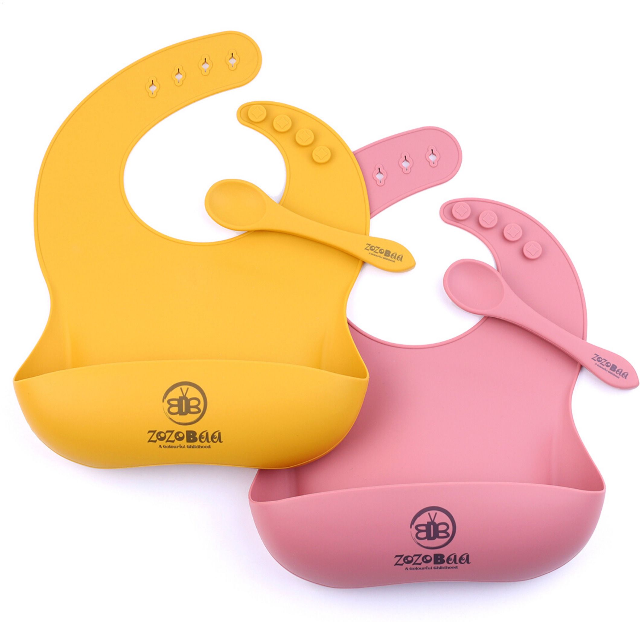 Silicone Adjustable Feeding Bib with Easy Grip Spoon For Feeding Toddlers & Baby - 100% Silicone-Food Grade-image-45
