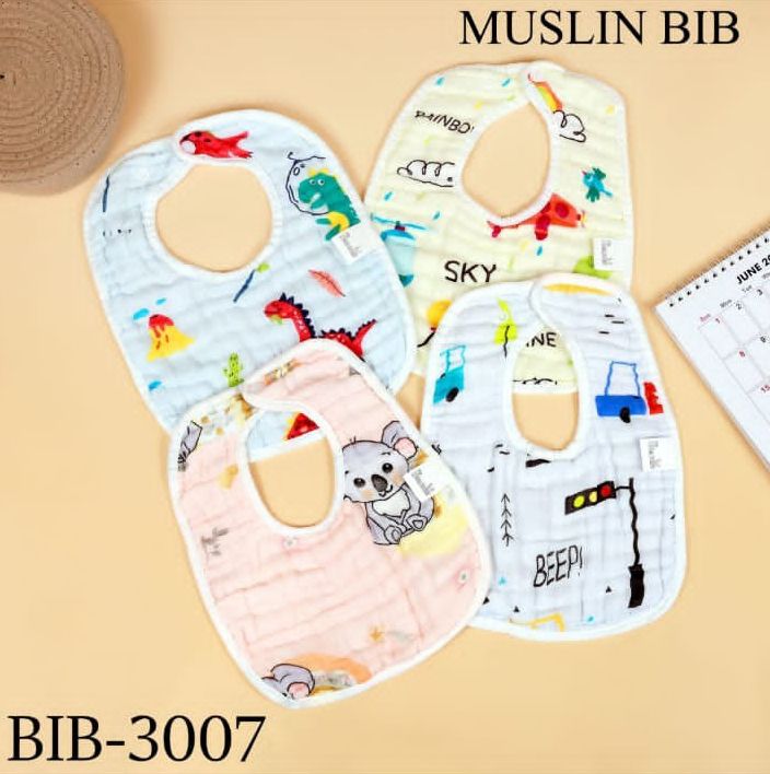 Premium 6-Layer Muslin Cotton Baby Feeding Bibs Pack of 4 (BIB-3007)-image-38