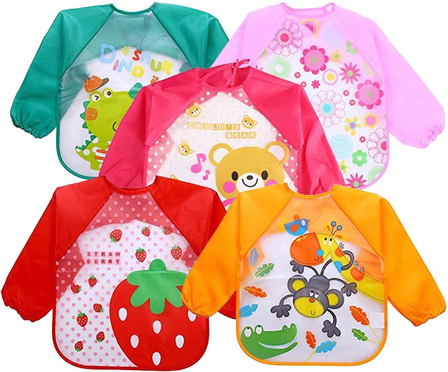 flengo; made for you Waterproof Colorful Bib Cute Cartoon Baby Bibs Full Sleeve Apron Feeding Bibs-picture-20