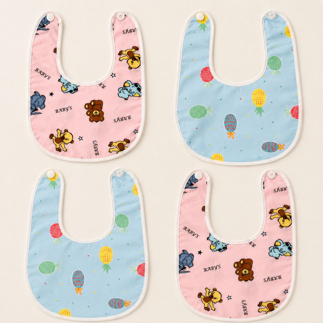 Waterproof Baby Bibs Set of 2 Blue & 2 Pink | Reusable Feeding Apron Bibs-image-19
