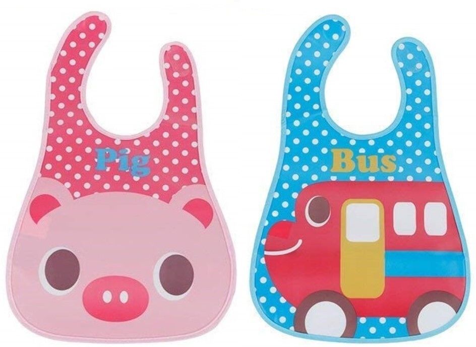 Baby Plastic Apron Bibs 2Pcs | Waterproof,Quick Dry/ Multi-Design | 6-24 Months-image-17