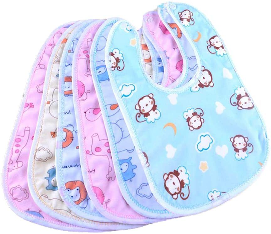 Pack of 6 baby bib Super Soft Cotton Daily Use,Velcro bibs for baby appron