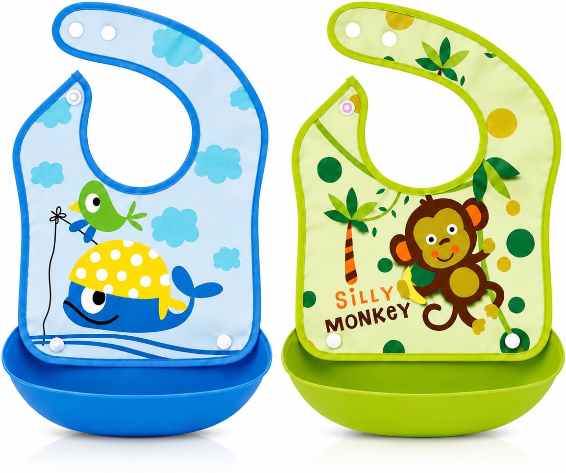 saforiaa Cute Animal & Transport Theme BPA Free Baby Bibs - Pack of 2-picture-25