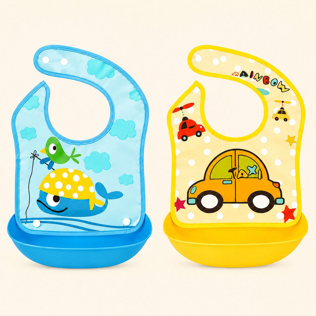 Baby Cartoon Printing Waterproof Silicone Bib Rice Pocket-image-28