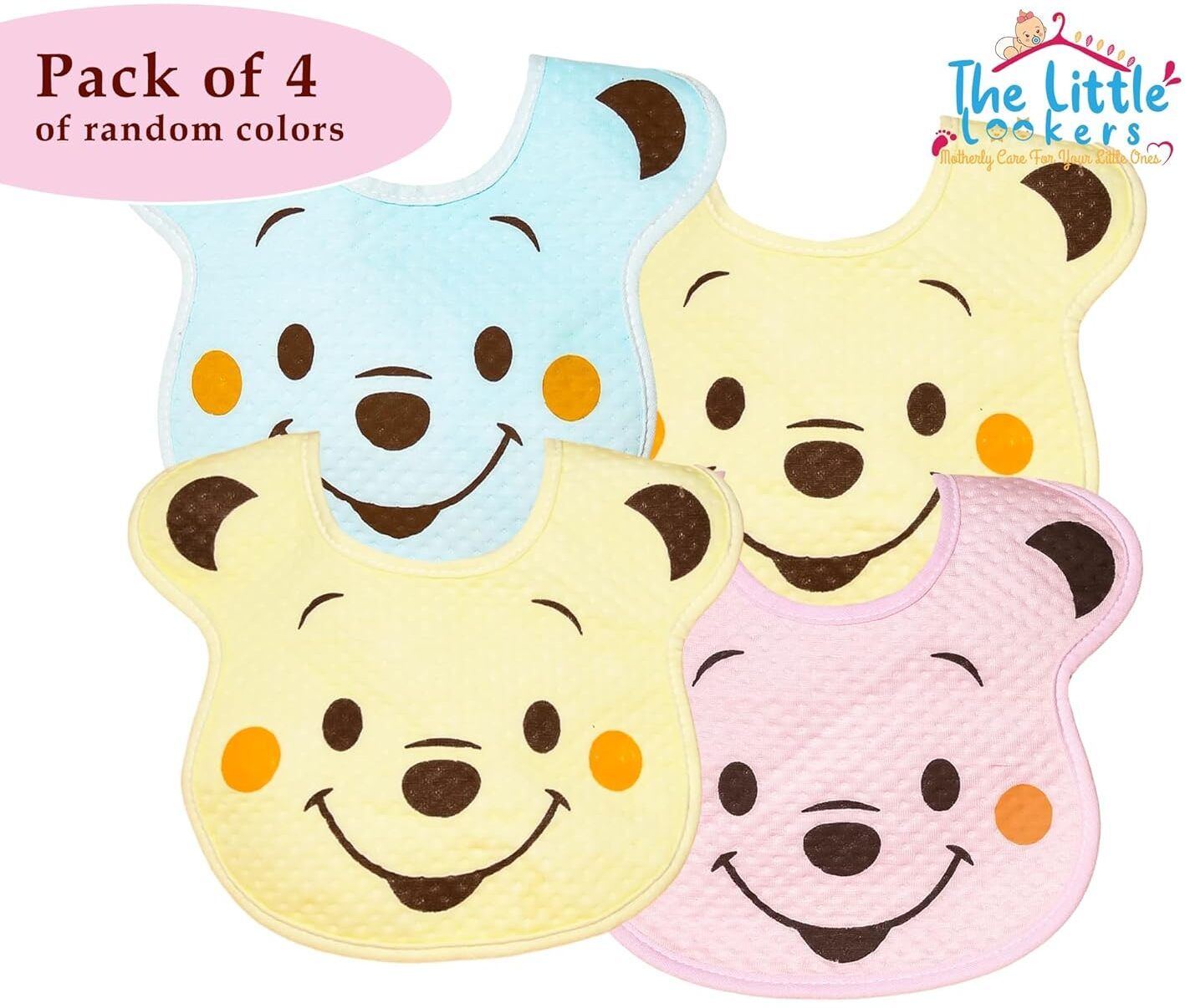 the little lookers Baby Button Bibs/Apron Cute Animal Shaped with Tich Button (Pack of 4)-picture-26