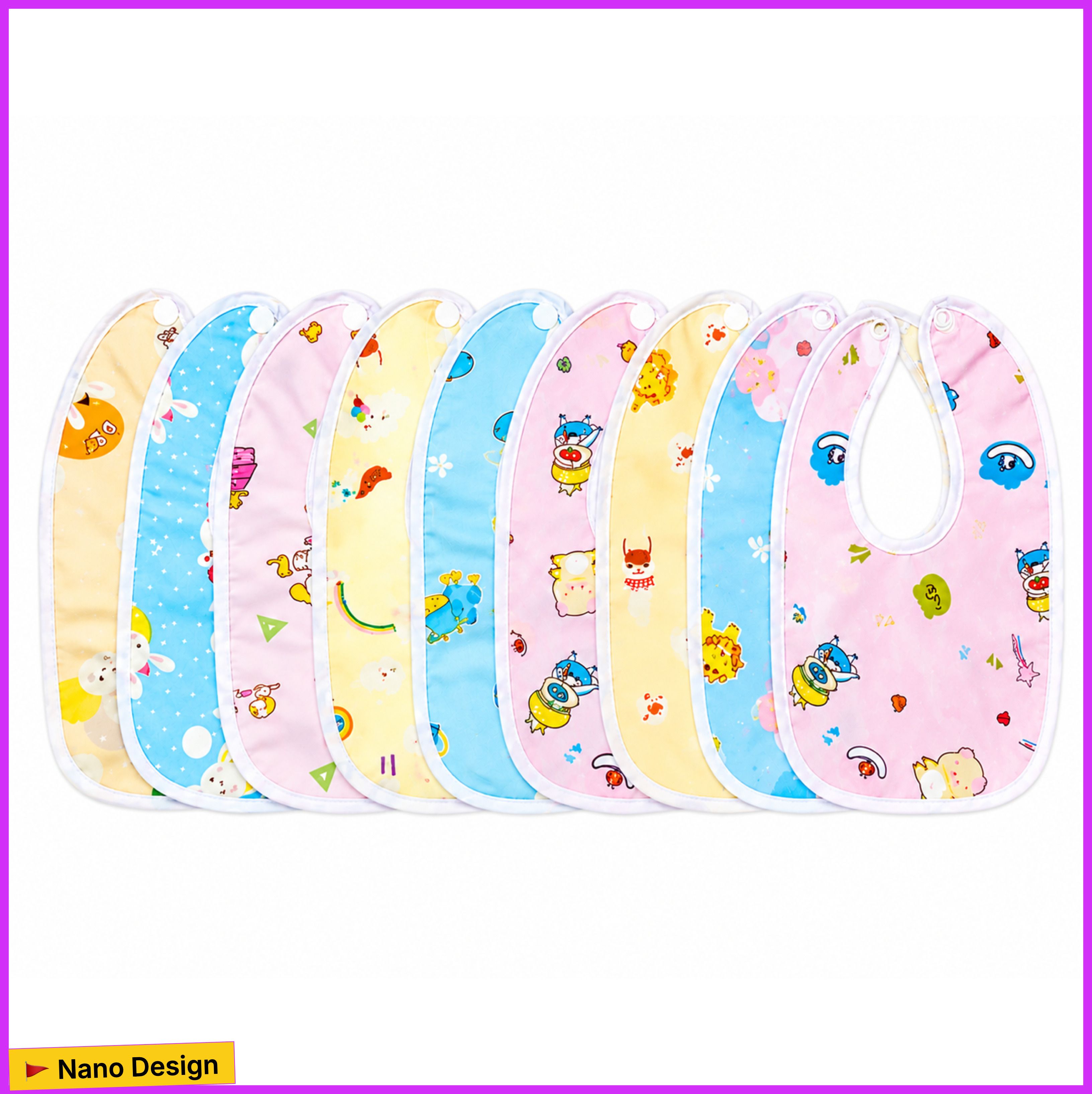 bubblino Waterproof Cotton Baby Bibs Set with Snap Buttons, Feeding Bib for Infants,03+-picture-24