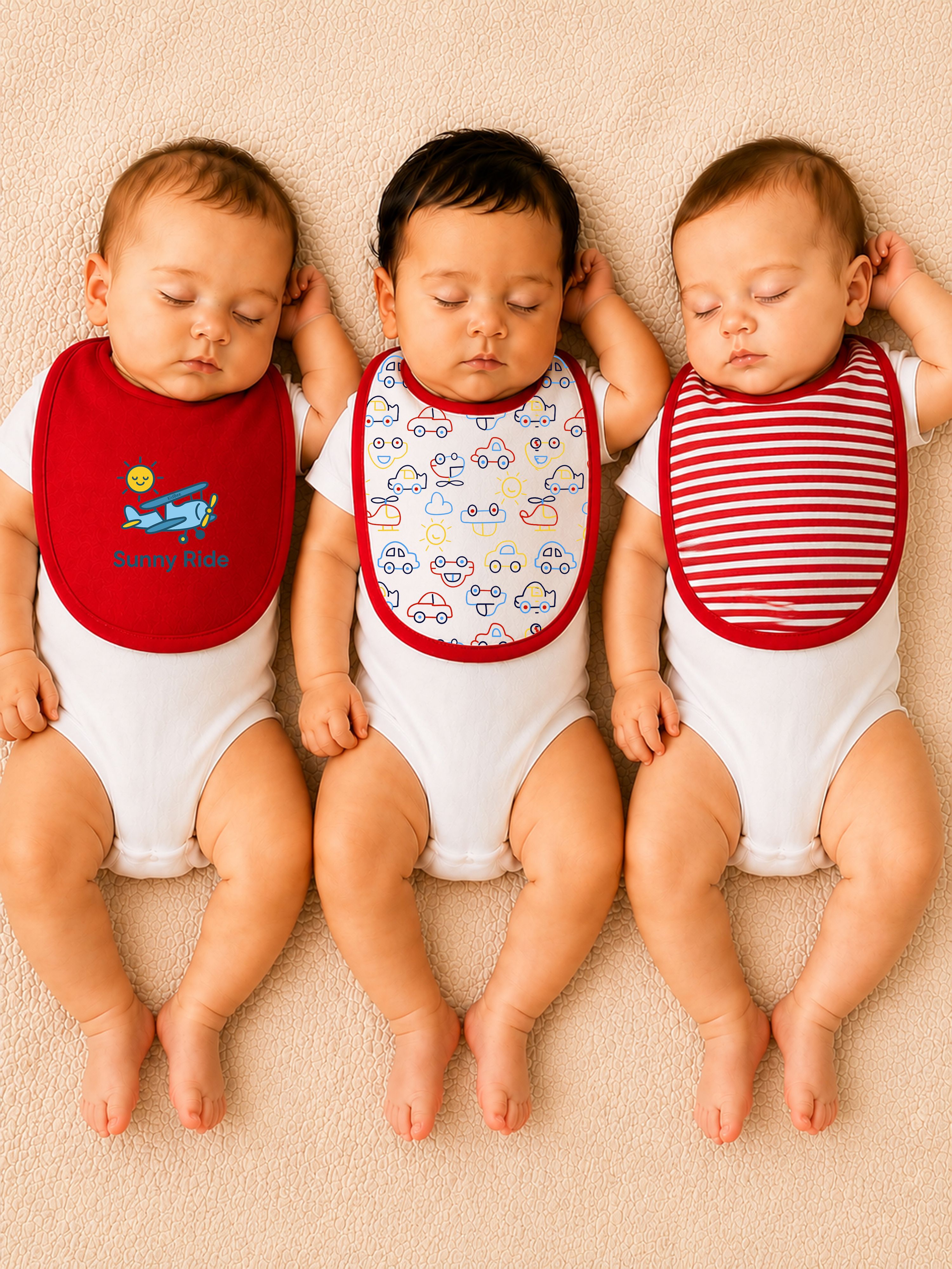 kidbee Cotton Feeding Bib Pack of 3 for Baby Boys & Girls 0-24 Months | Tiny Tots Bibs-picture-14
