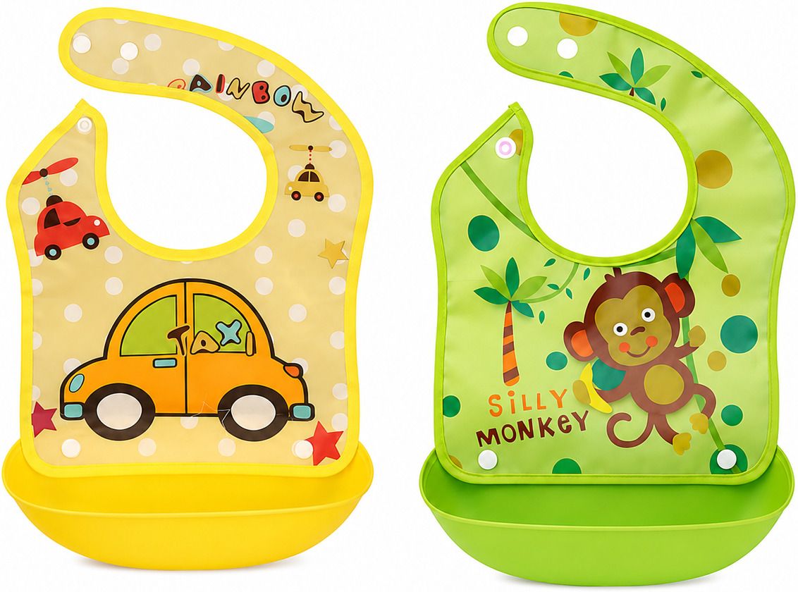 saforiaa Waterproof Silicone Baby Bibs (Pack of 2)-picture-16