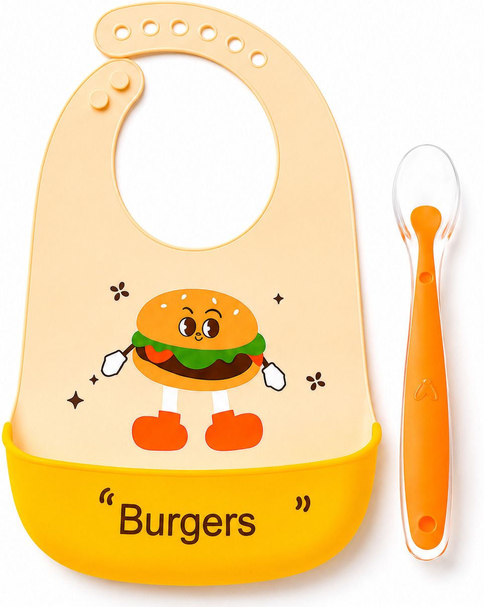 Baby Silicone Bib & Spoon Set | Baby Feeding Spoon for Infants & Toddlers-image-42