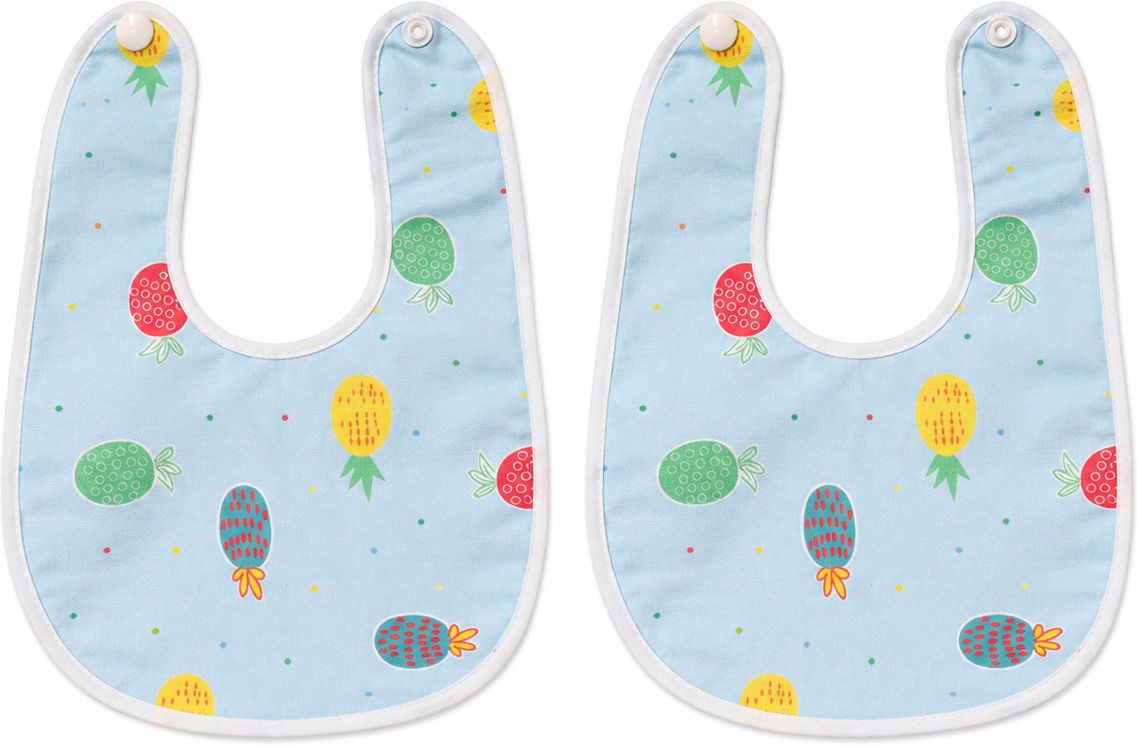 qutoo box Waterproof Baby Bibs Set of 2 Blue | Reusable Feeding Apron Bibs-picture-31