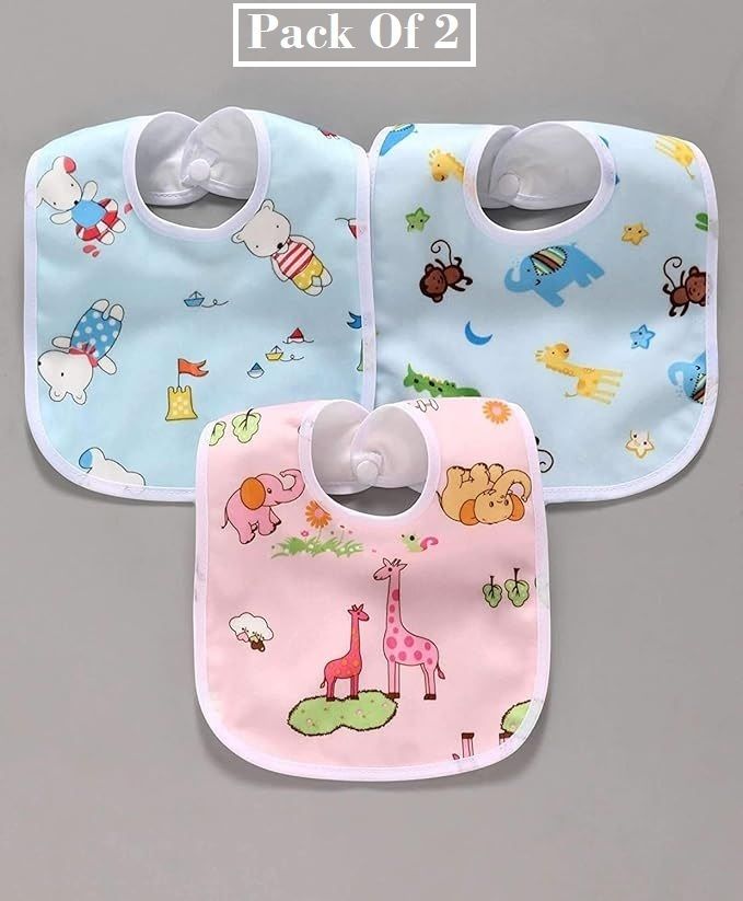 2Pcs Waterproof Baby Feeding Bibs Washable Stain & Odor Resistant Adjustable-image-16