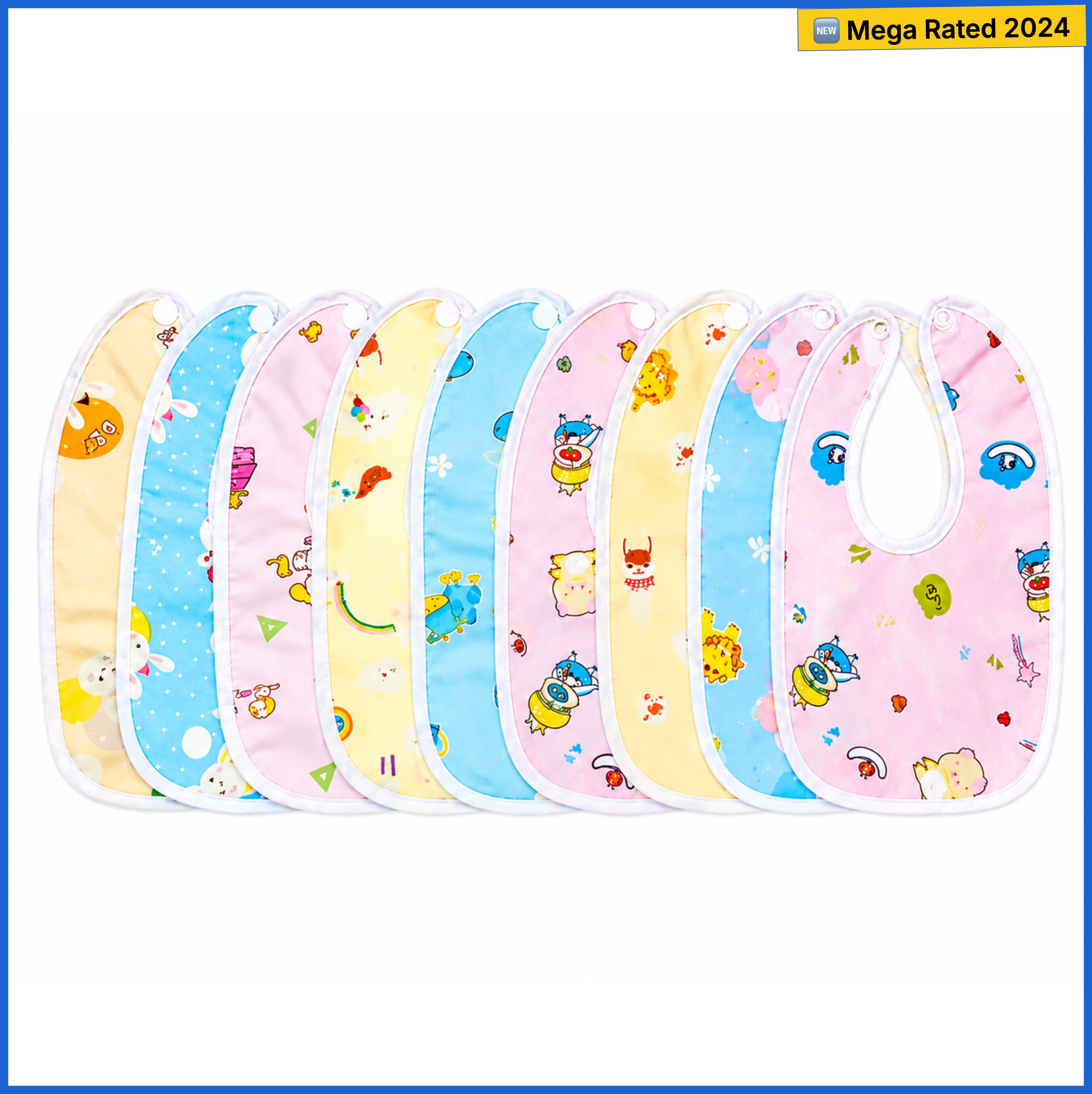 bubblino Waterproof Cotton Baby Bibs Set with Snap Buttons, Feeding Bib for Infants,03+-picture-28