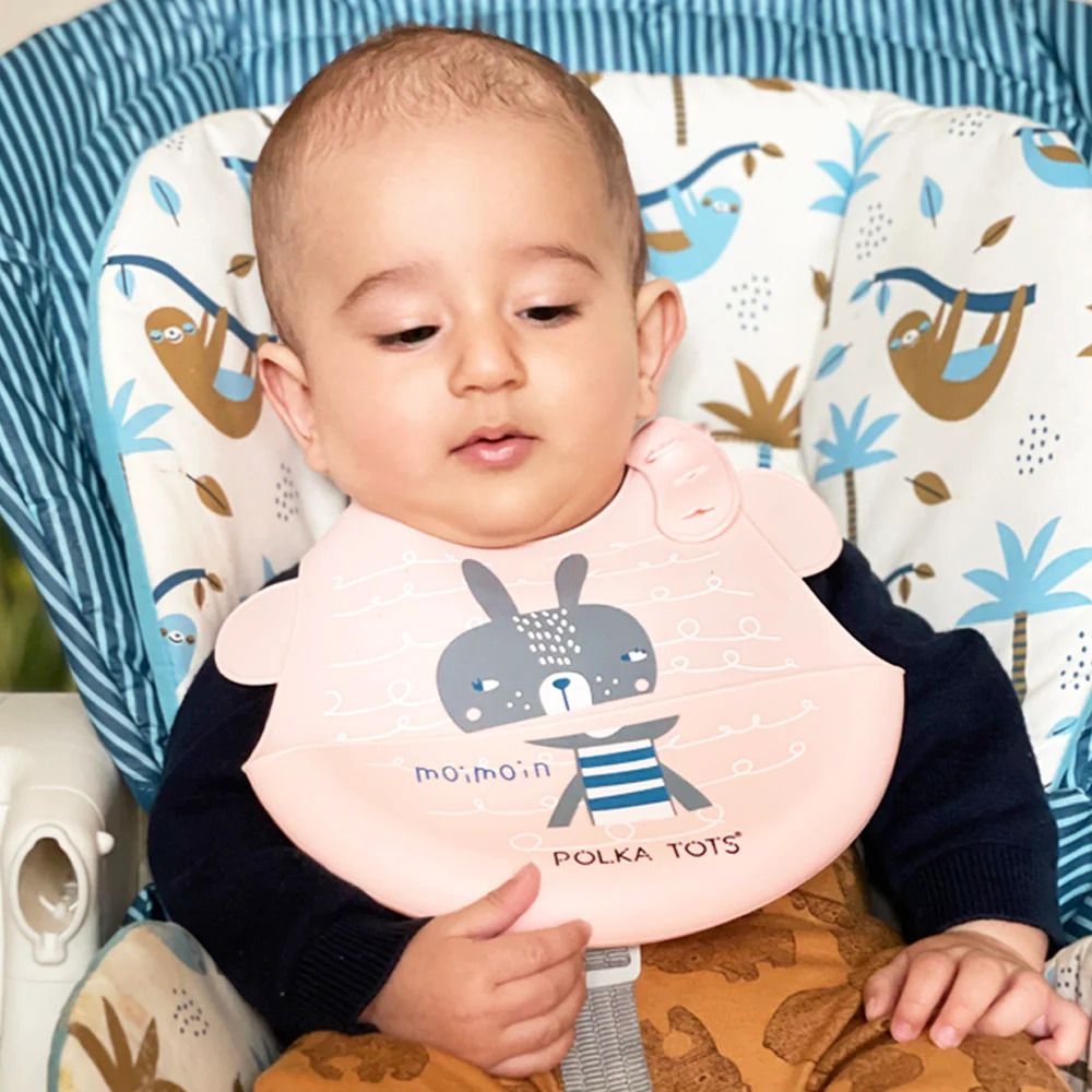 Waterproof Silicone Bibs for Feeding & weaning Babies with Adjustable Velcro-image-43