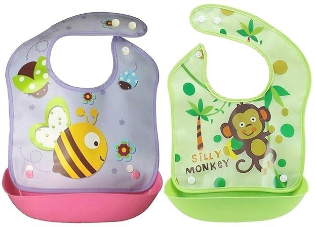 Baby Silicone Waterproof Bib With Rice Pocket Pack of 2-image-36