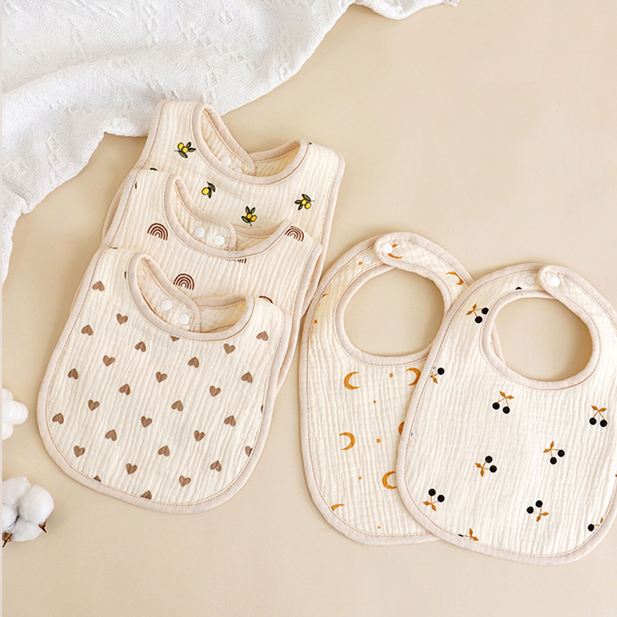 bigbought Baby Bib Combo Pack | Cotton Muslin Feeding Bibs for Newborn Babies-picture-35