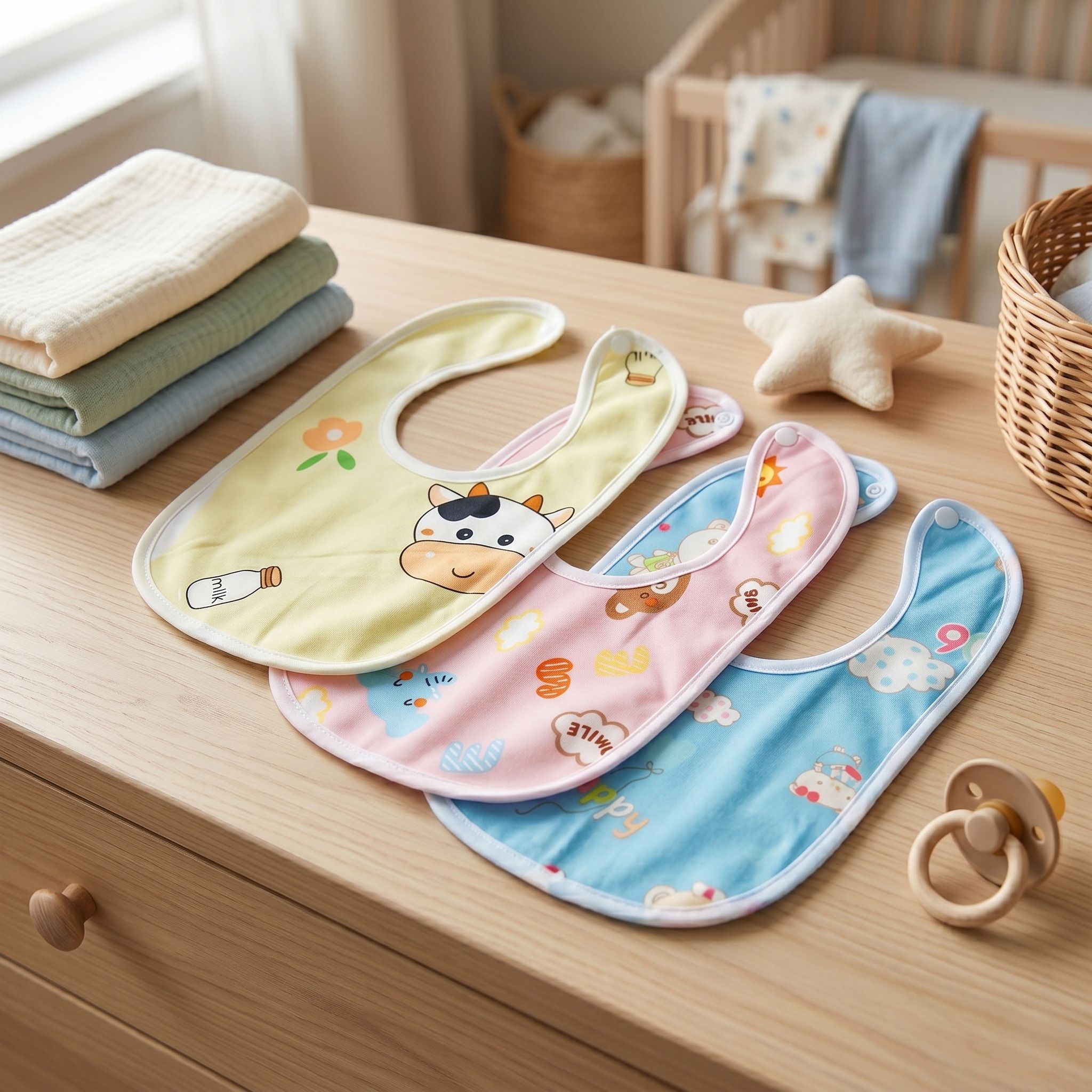 Waterproof Printed Baby Feeding Bib with Button Closure for Babies & Toddlers-image-22