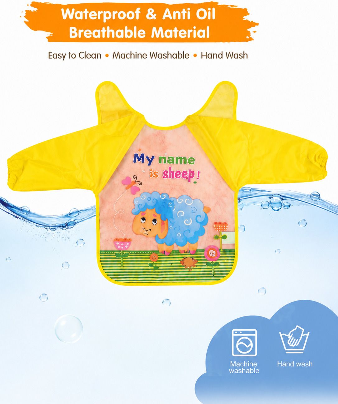 saforiaa Full Sleeve Waterproof Baby Apron Bib for Eating & Painting-picture-15