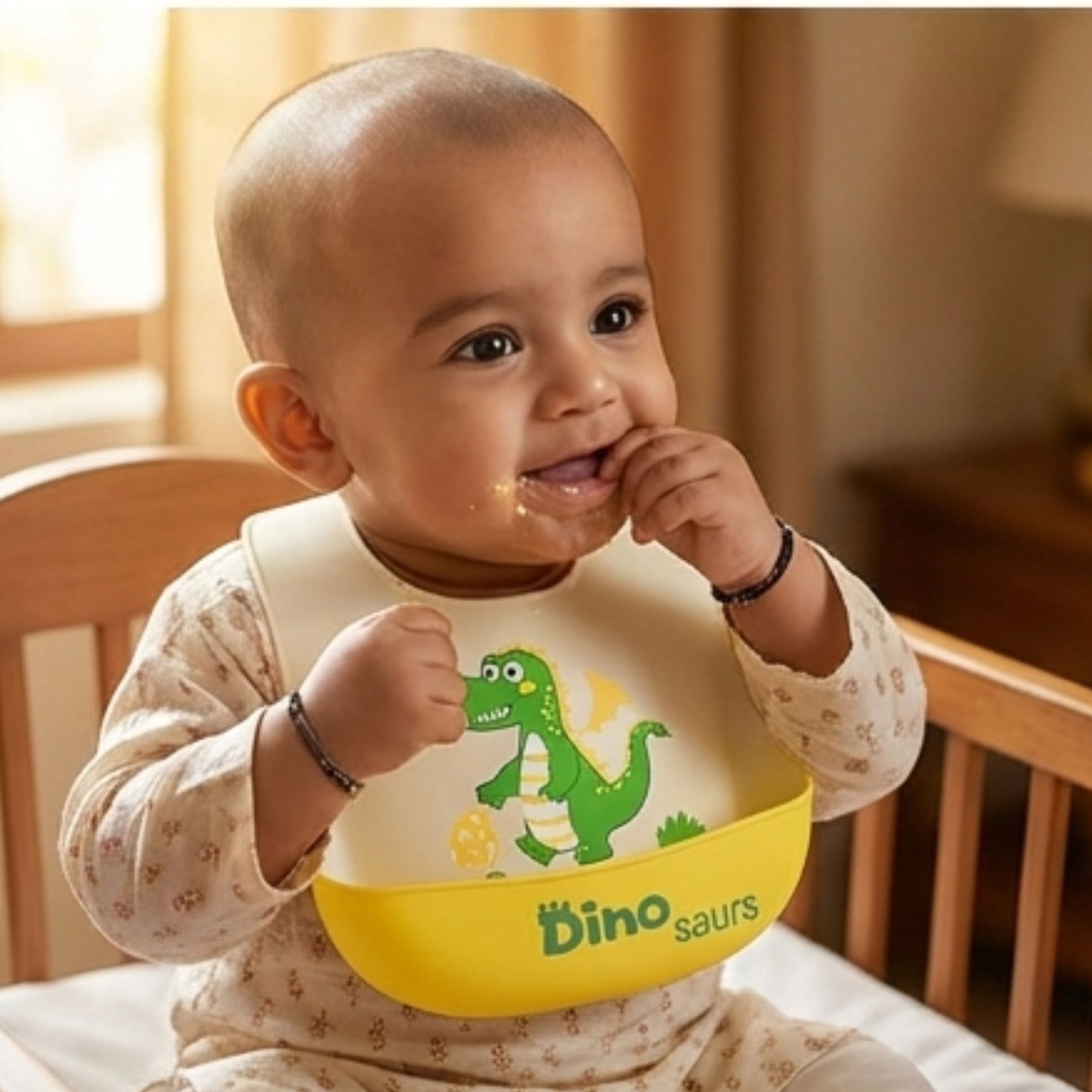 Mess Free Mealtime Silicone Baby Bib Waterproof Design Extra Deep Food Catcher-image-9