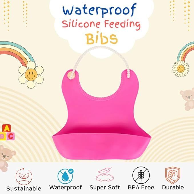 wagwanfly Soft Silicone Baby Feeding Bib with Built-In Food Catcher-picture-22