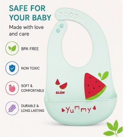 saanvicare Silicone Baby Bib for Feeding & Toddlers, Waterproof (blue)-picture-17