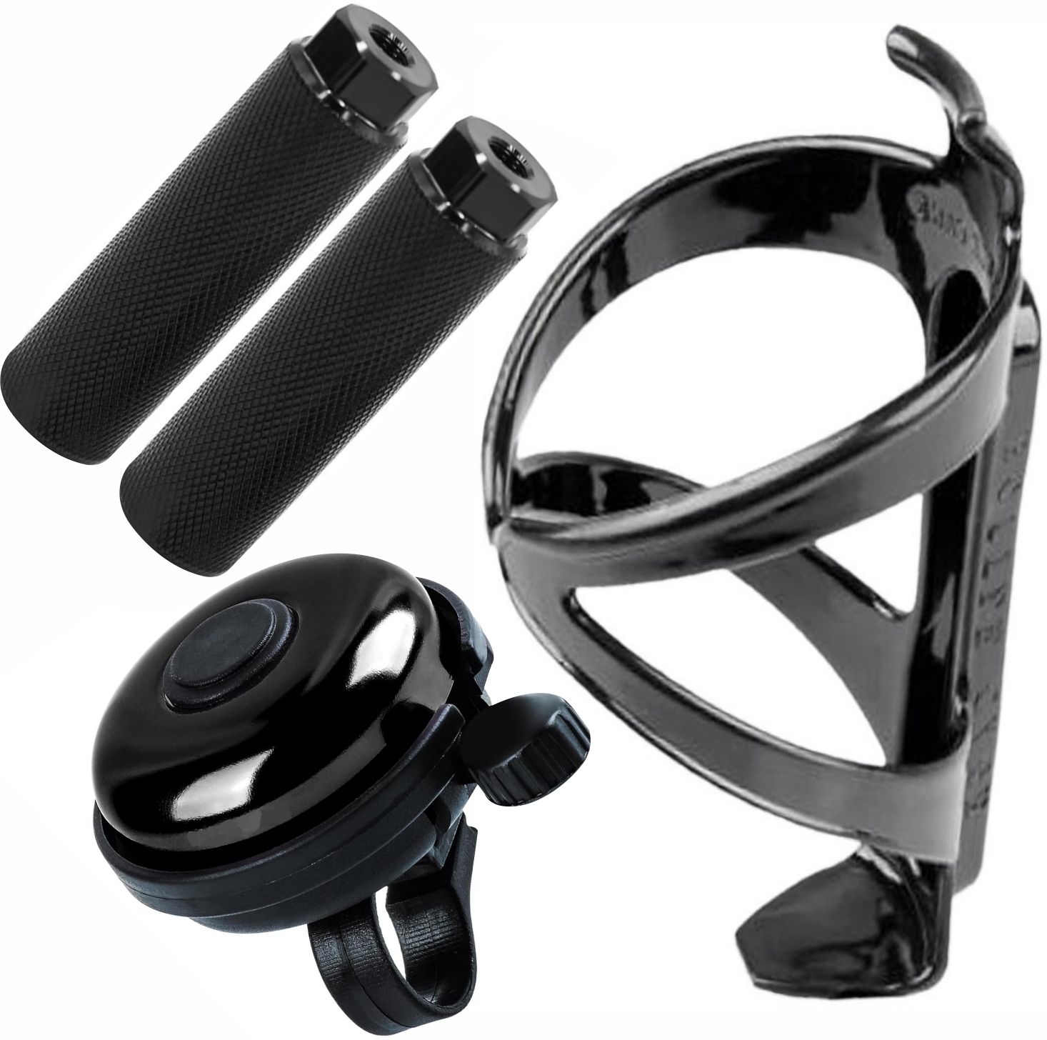 Bicycle Bell with Foot Rest and Bottle Holder, Safety Horn Silver Leg Pegs Combo Bicycle Bottle Holder