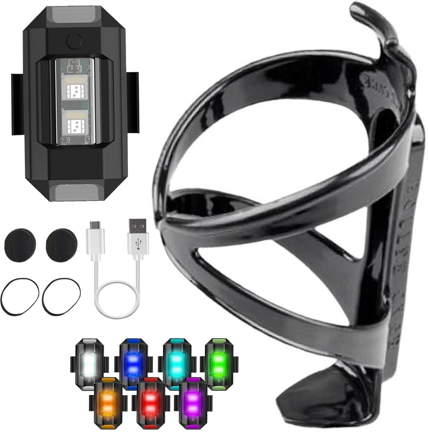 dstechbar Bicycle Bottle Holder with Universal Safety Small Light 7 Colors, 30 Modes Bicycle Bottle Holder-picture-27