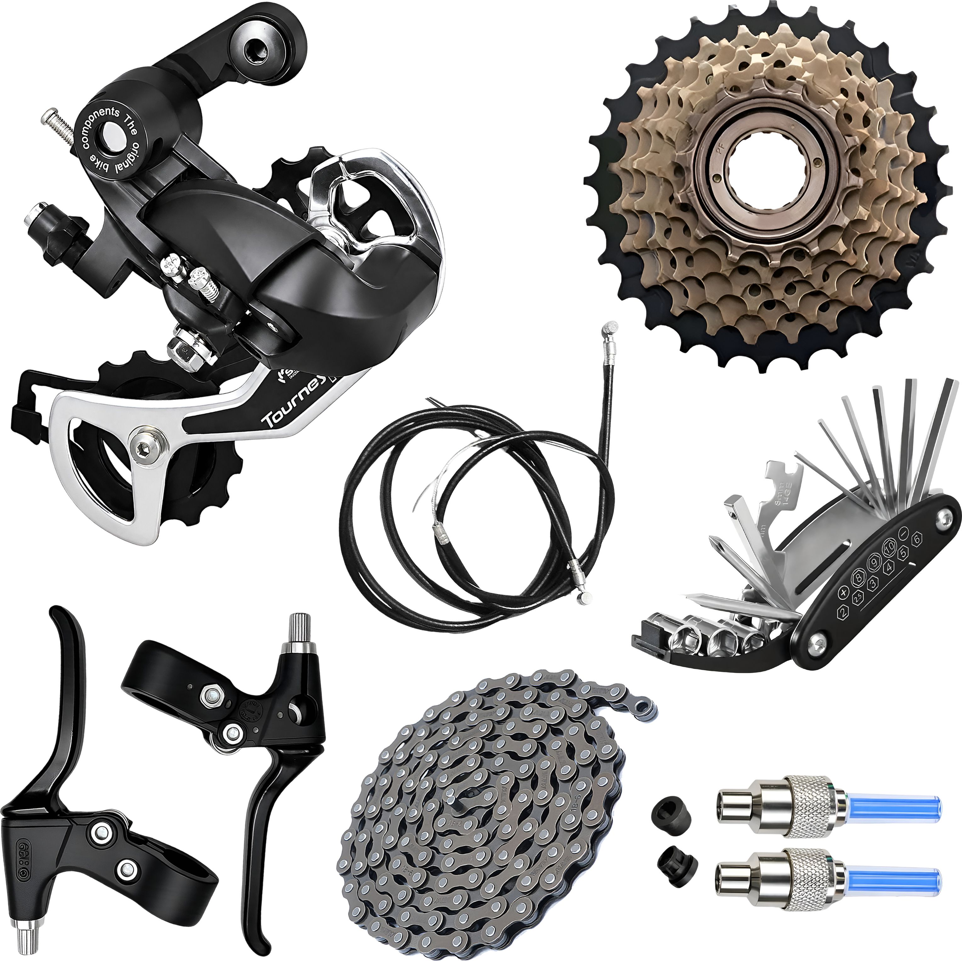 razaiq Cycle Drivetrain Kit Rear Gear Chain Tool Kit LED Tyre Valve Cap Combo Bicycle Brake Disk-picture-31