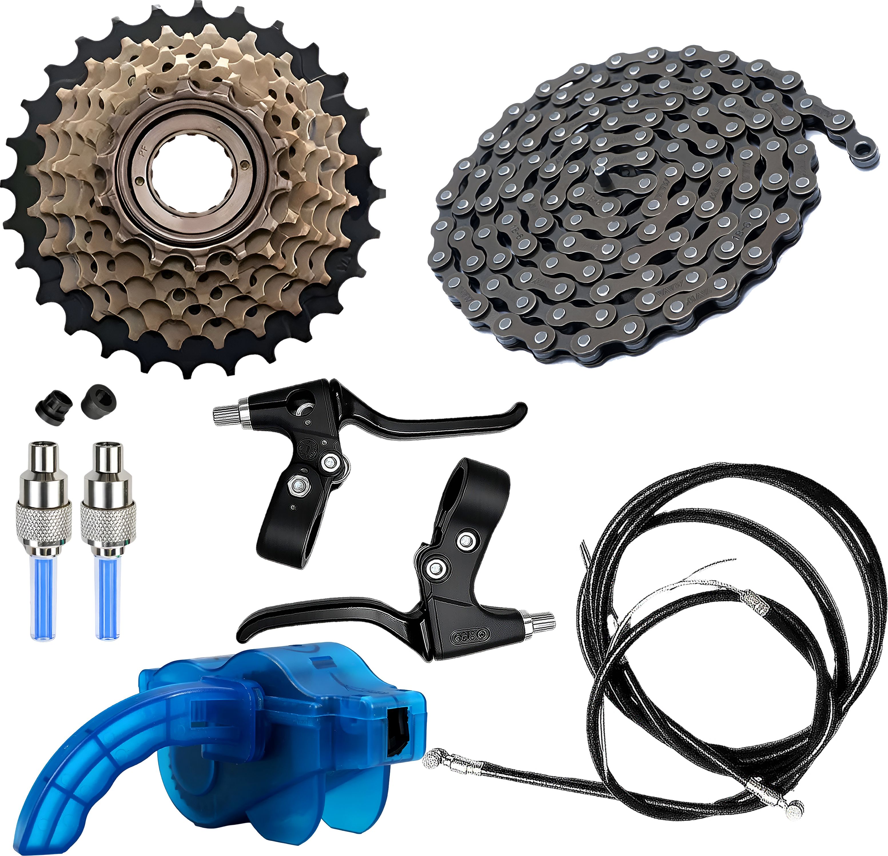 razaiq Cycle Chain Cleaner Kit, Chain, 7 Speed Cassette, LED Valve Caps & Brake Set Bicycle Brake Disk-picture-33