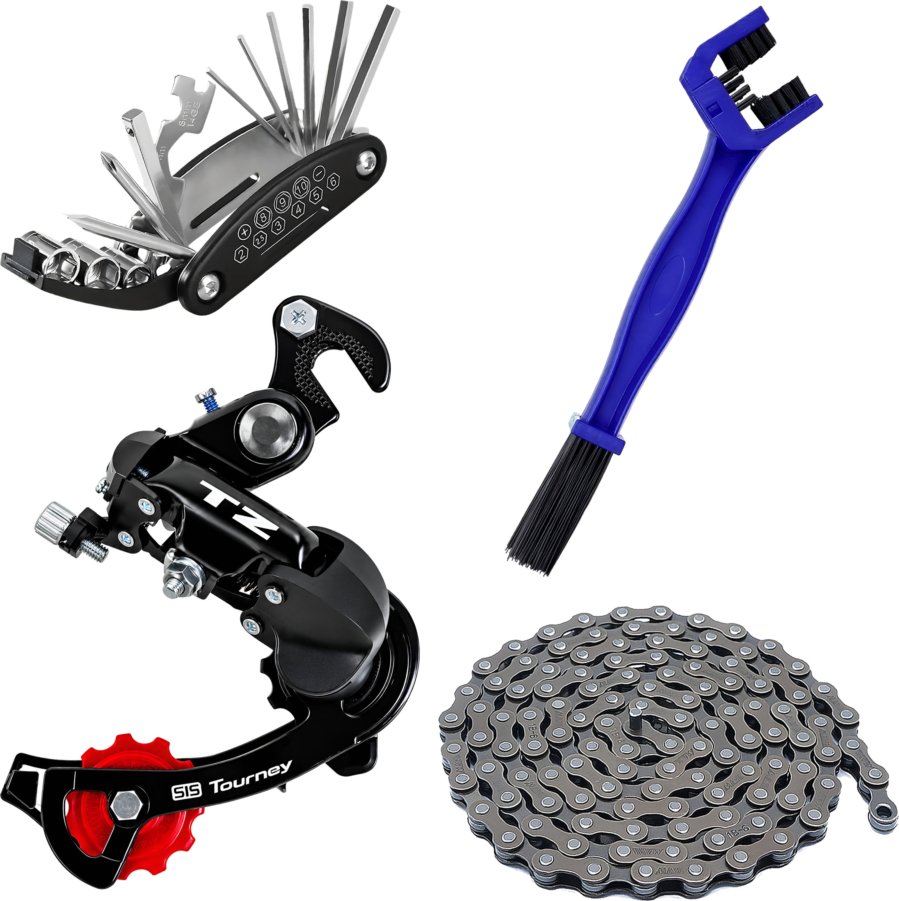 razaiq Bicycle Rear Derailleur Kit 6/7 Speed with Chain, Tool Kit & Cleaner Brush Bicycle Brake Disk-picture-26