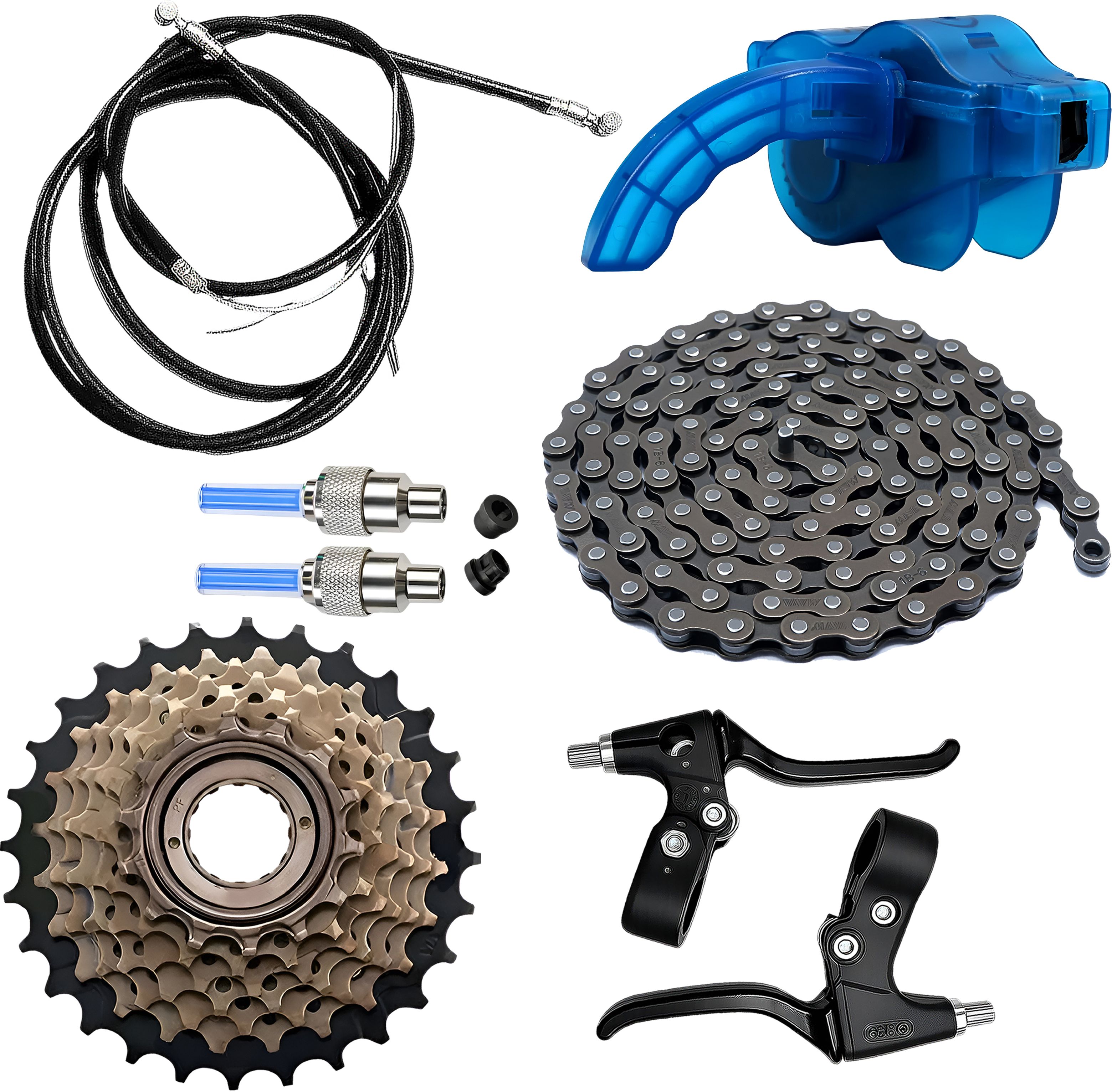 razaiq Bicycle Chain Cleaner Kit with 7 Speed Cassette, LED Valve Caps & Chain Set Bicycle Brake Disk-picture-27